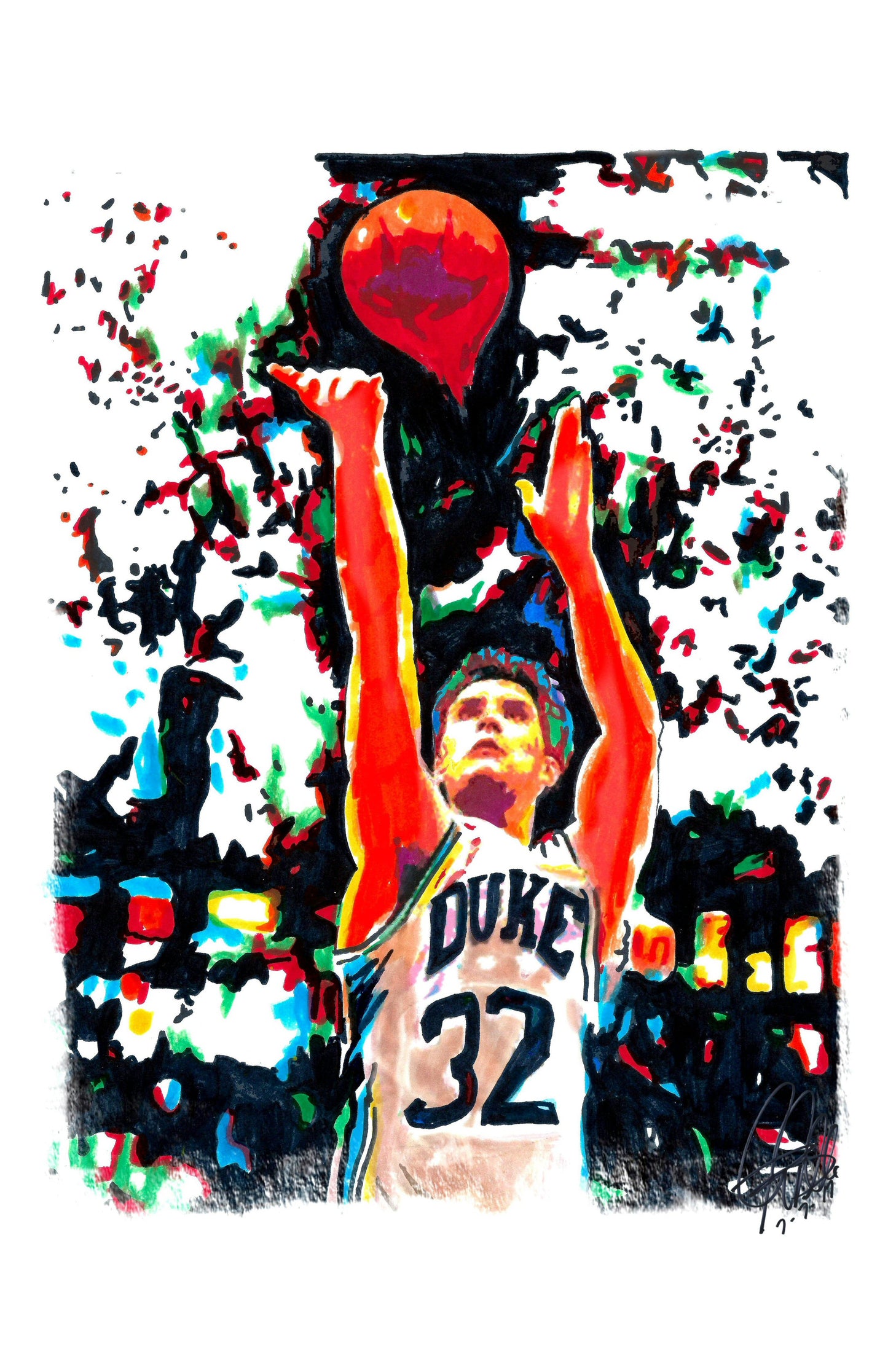 The Shot Duke Kentucky Christian Laettner Basketball Print Wall Art 11x17