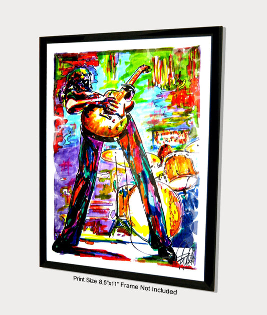 Jimmy Page Led Zeppelin Yardbirds Guitar Music Poster Print Wall Art 8.5x11