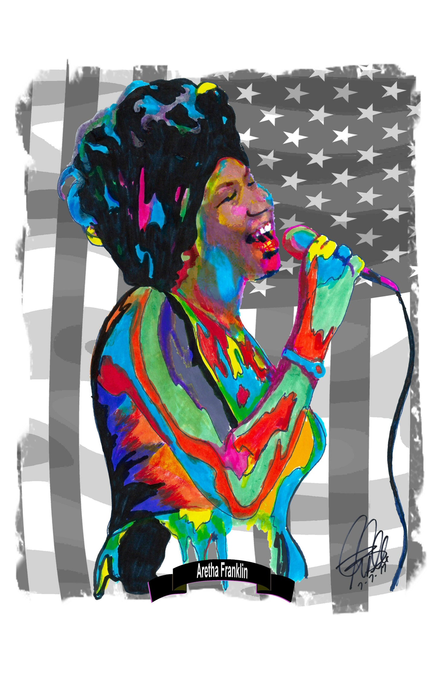 Aretha Franklin Singer Piano Soul Gospel R&B Music Poster Print Wall Art 11x17