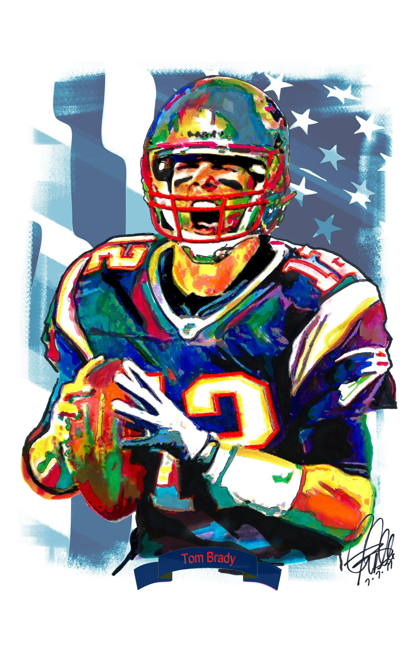 Tom Brady New England Patriots Football Sports Poster Print Wall Art 11x17