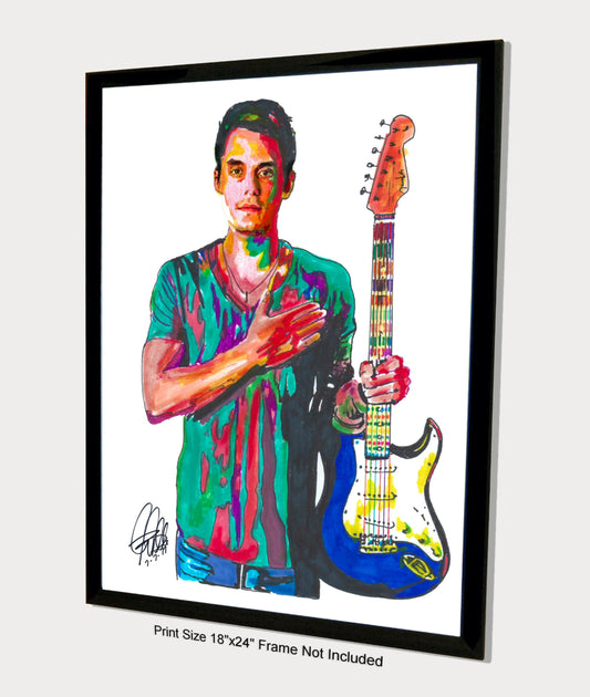 John Mayer Gultar Singer Blues Rock Music Poster Print Wall Art 18x24