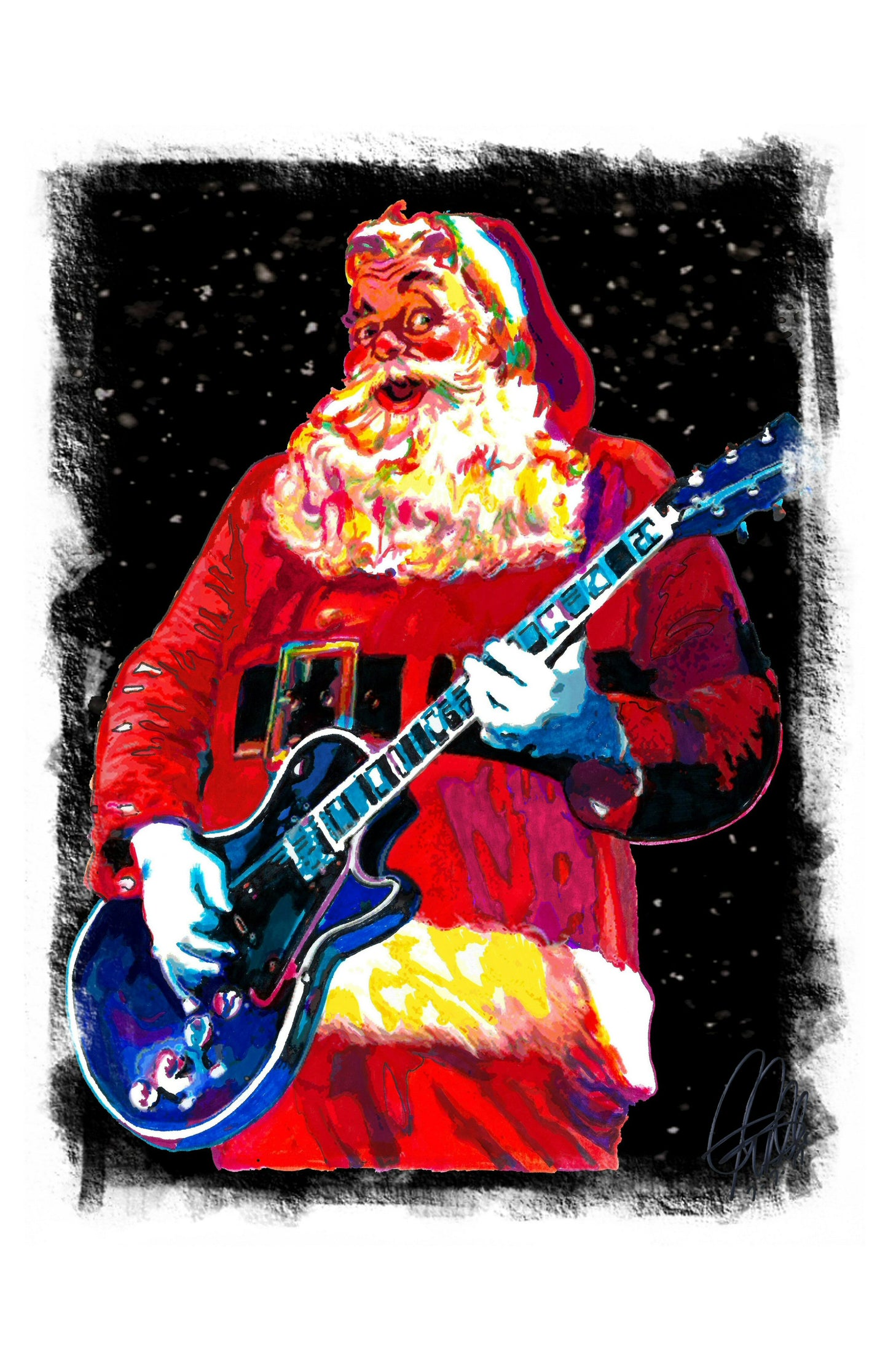 Santa Claus Guitar Poster Print Wall Art 11x17