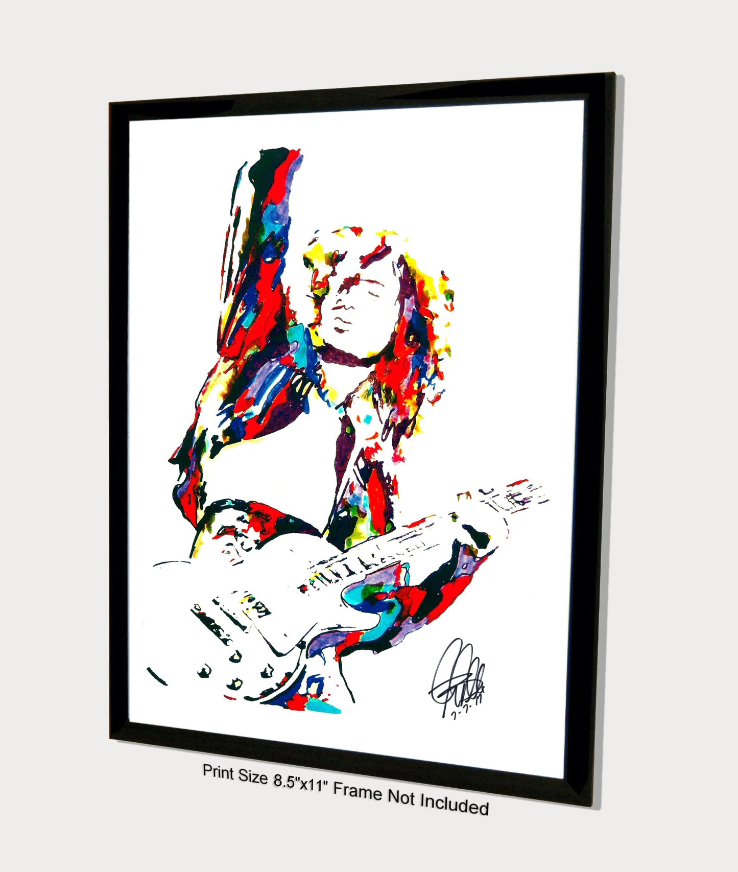 Jimmy Page Led Zeppelin Les Paul Guitar Music Poster Print Wall Art 8.5x11