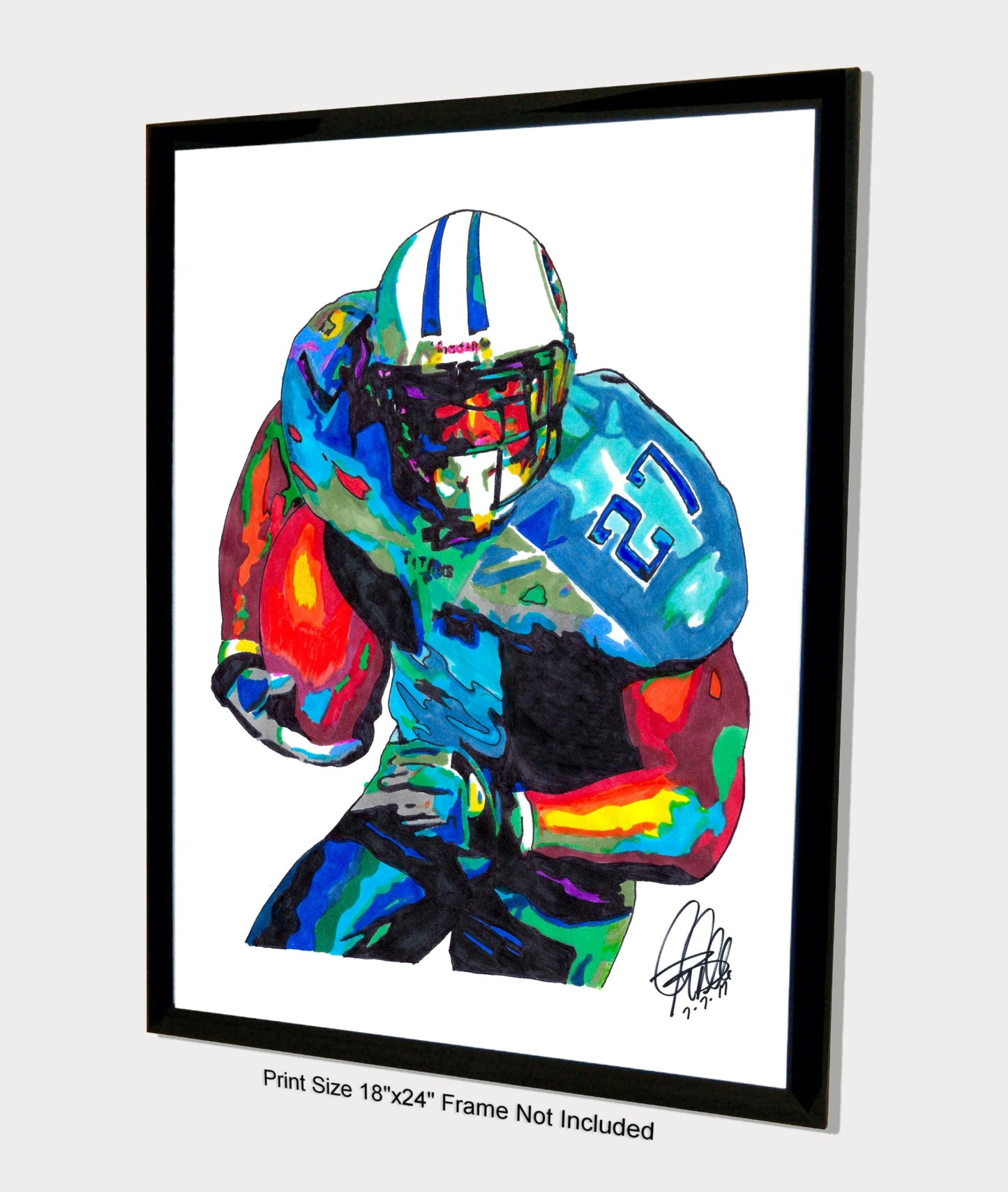 Eddie George Tennessee Titans RB Football Sports Print Poster Wall Art 18x24