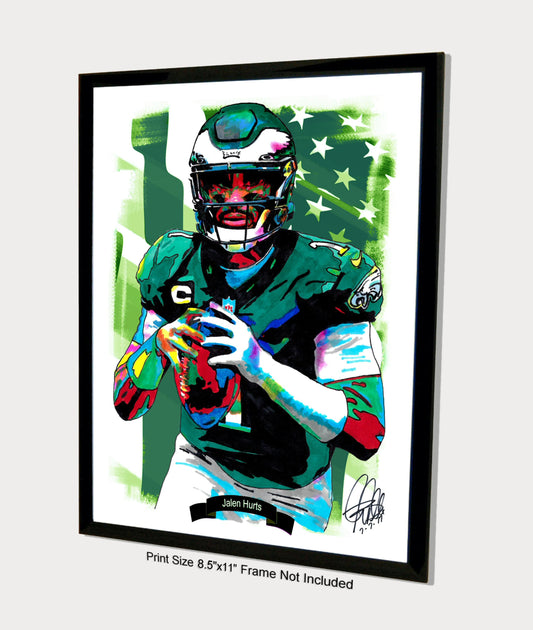 Jalen Hurts Philadelphia Eagles Football Sports Poster Print Wall Art 8.5x11