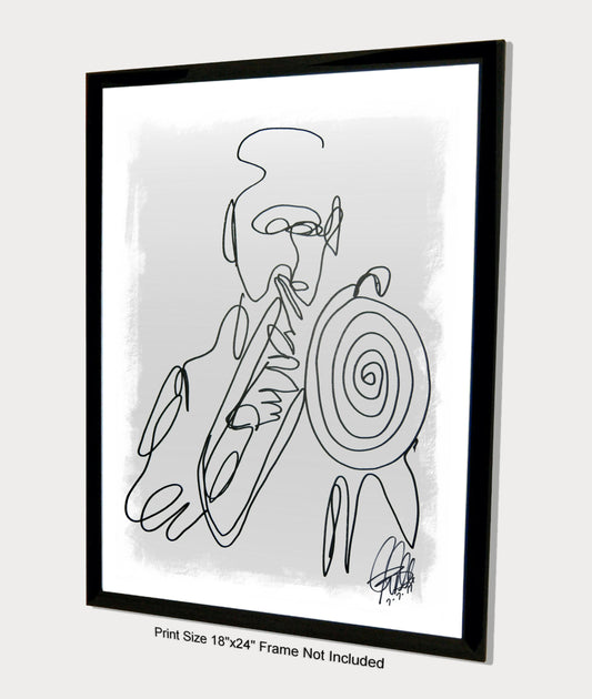 Trombone Player Music Poster Print Wall Art 18x24