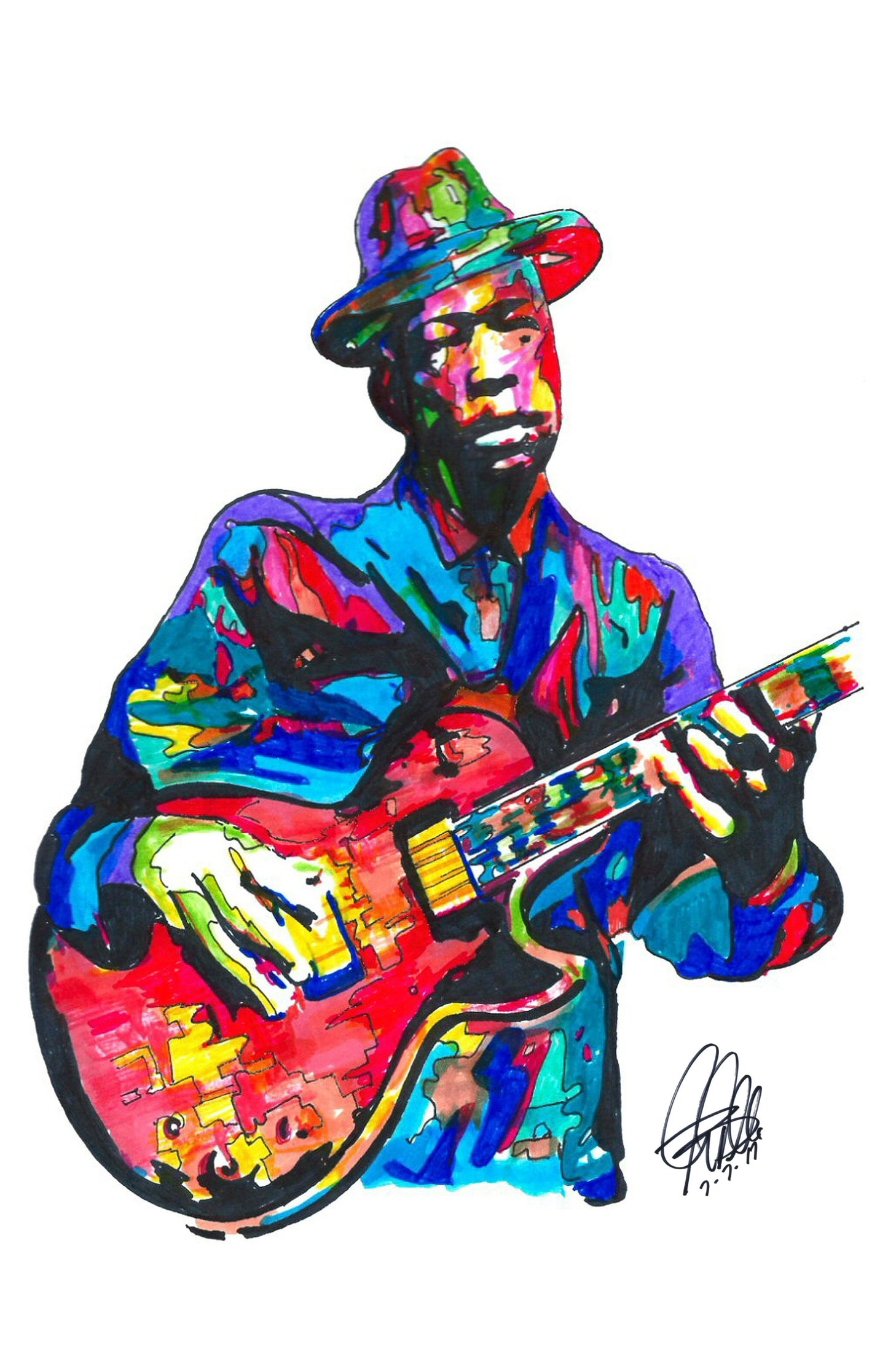 John Lee Hooker Singer Guitar Blues Music Poster Print Wall Art 11x17