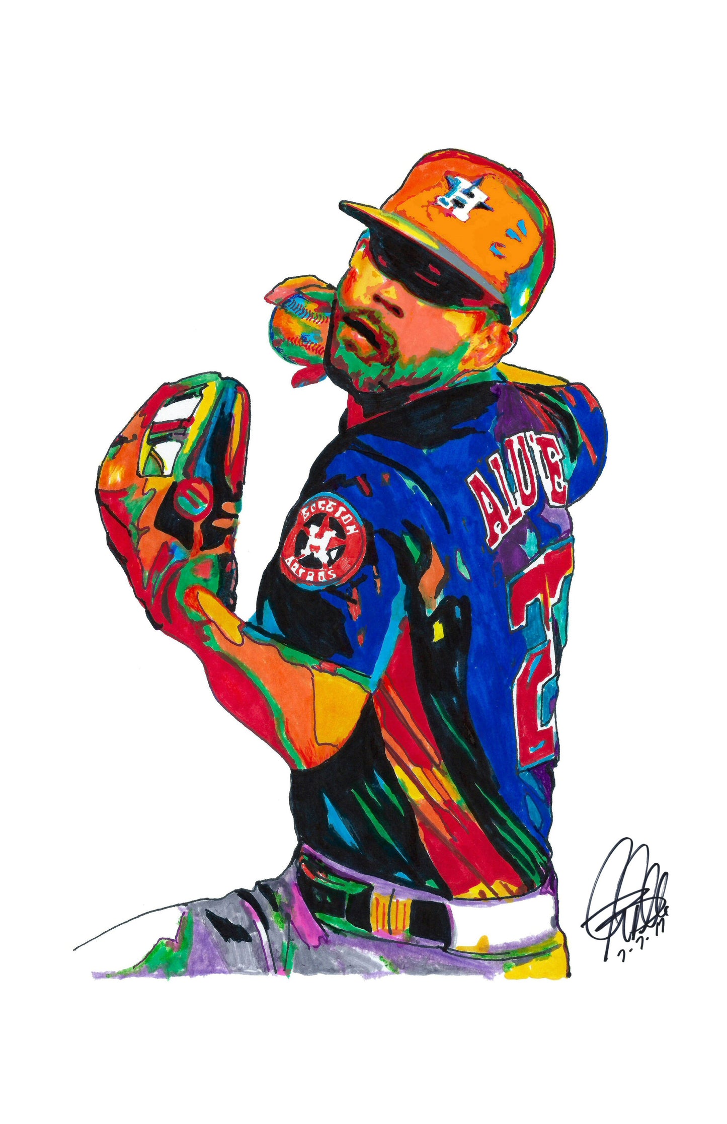 Jose Altuve Houston Astros 2nd Base Baseball Sports Poster Print Wall Art 11x17