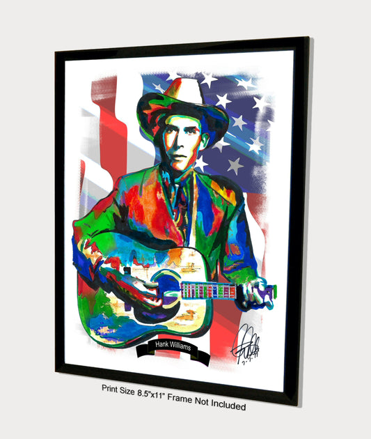 Hank Williams Guitar Country Music Poster Print Wall Art 8.5x11