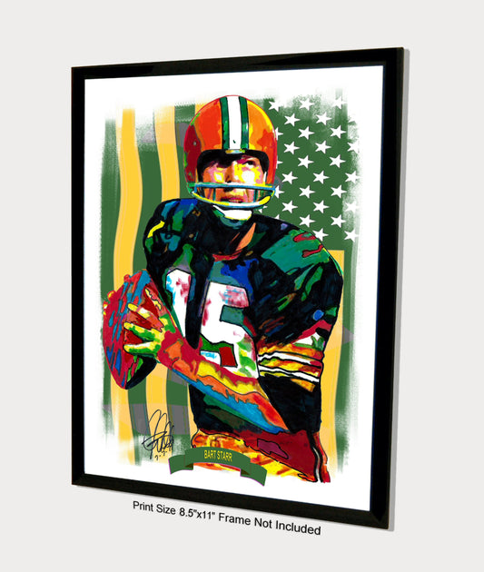 Bart Starr Green Bay Packers Football Poster Print Art 8.5x11