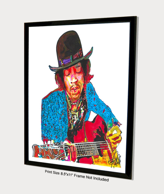 Jimi Hendrix Acoustic Guitar Rock Music Poster Print Wall Art 8.5x11