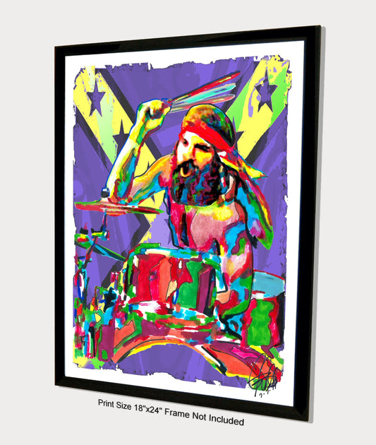 Artimus Pyle Lynyrd Skynyrd Drums Music Poster Print Wall Art 18x24