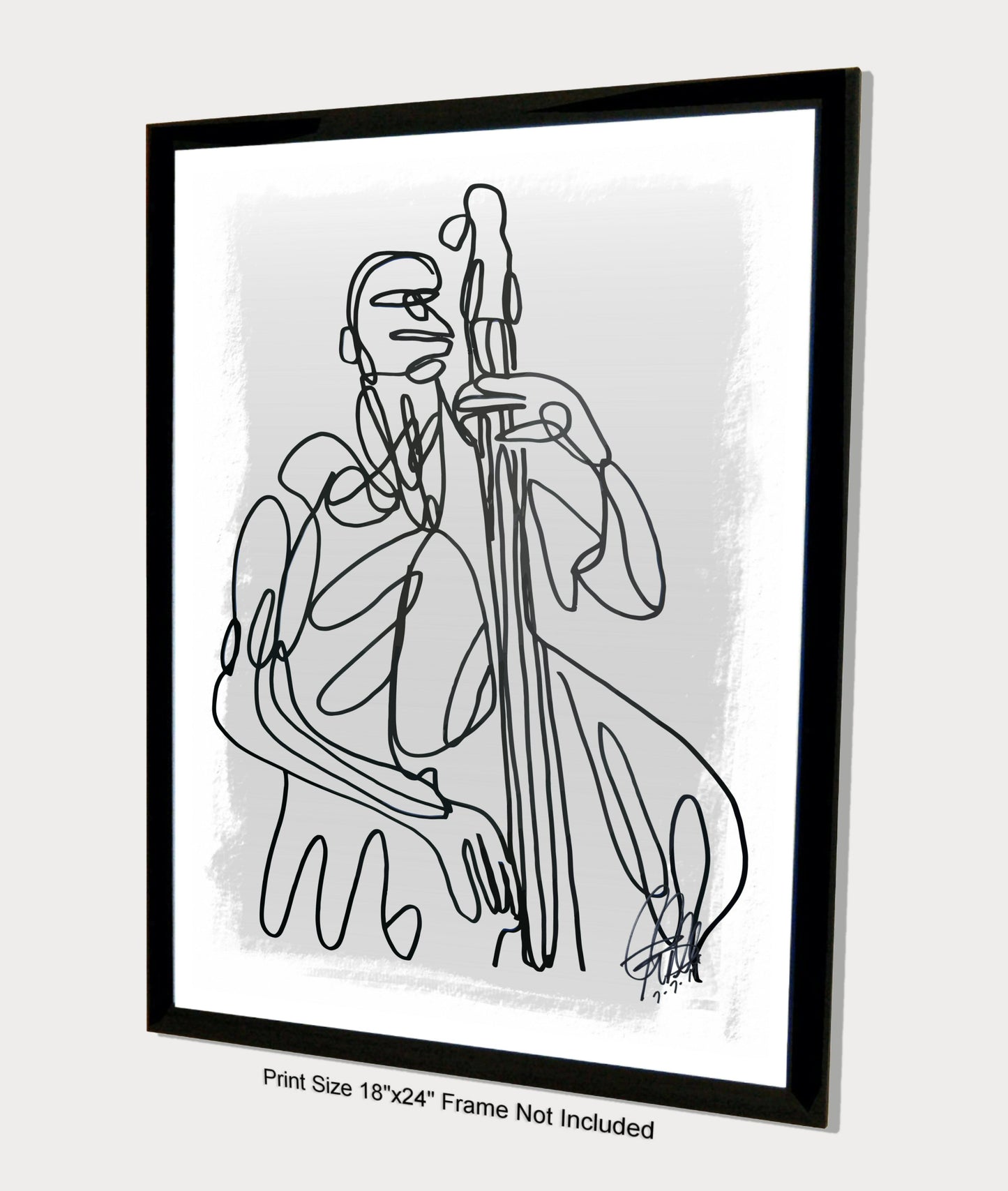 Upright Bass Player Music Poster Print Wall Art 18x24