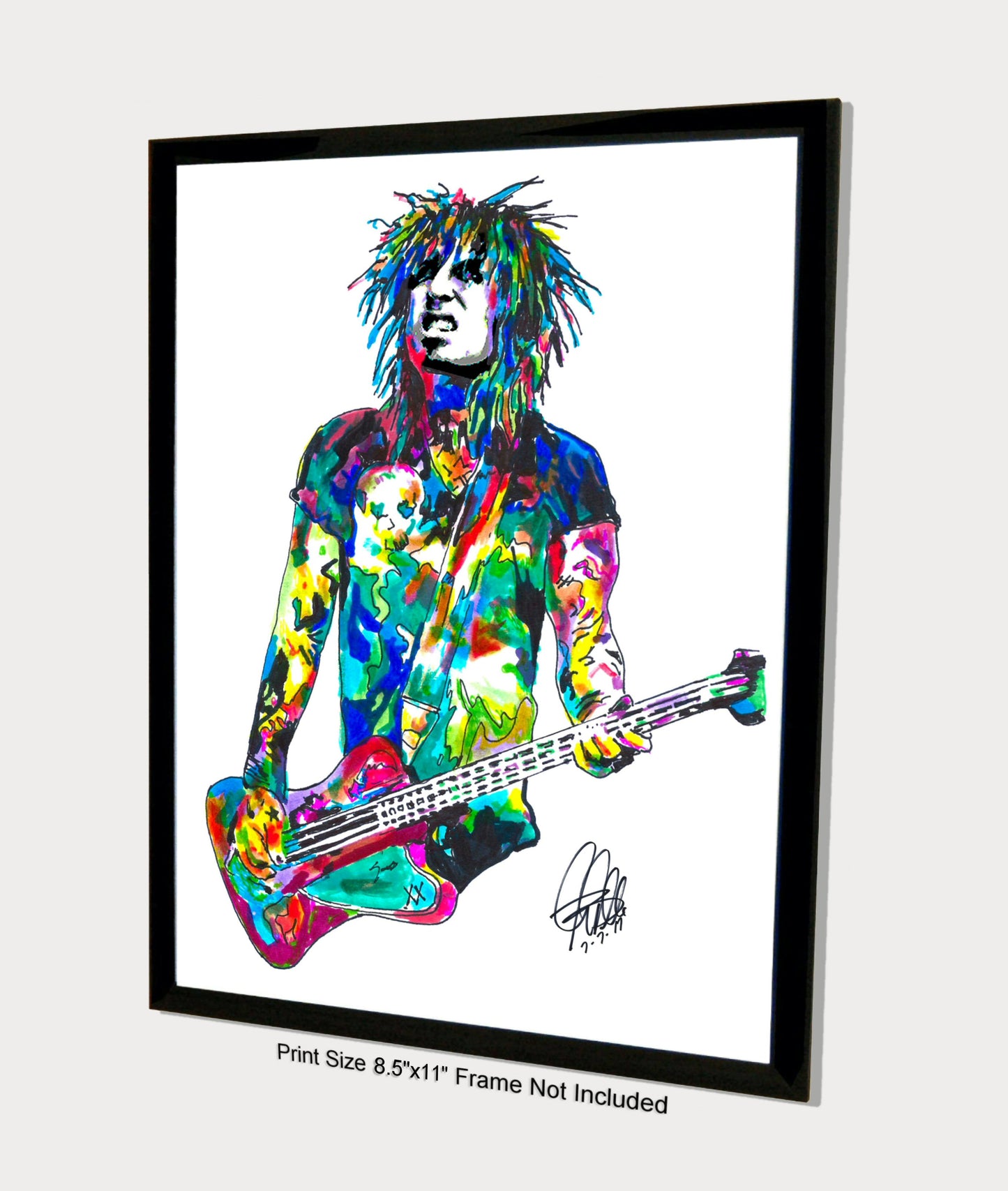 Nikki Sixx Motley Crue Guitar Glam Rock Music Print Poster Wall Art 8.5x11