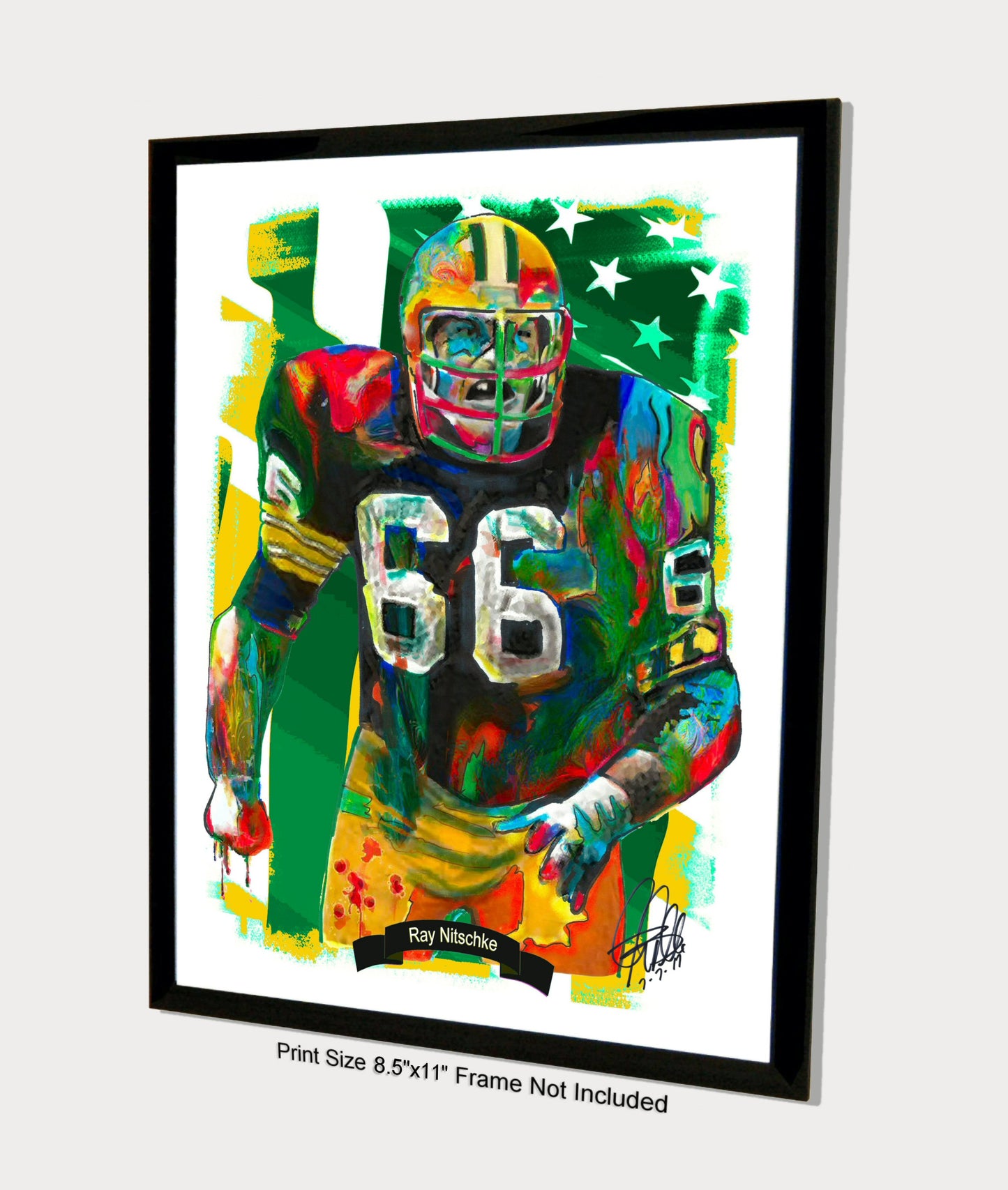 Ray Nitschke Green Bay Packers Football Sports Poster Print Wall Art 8.5x11