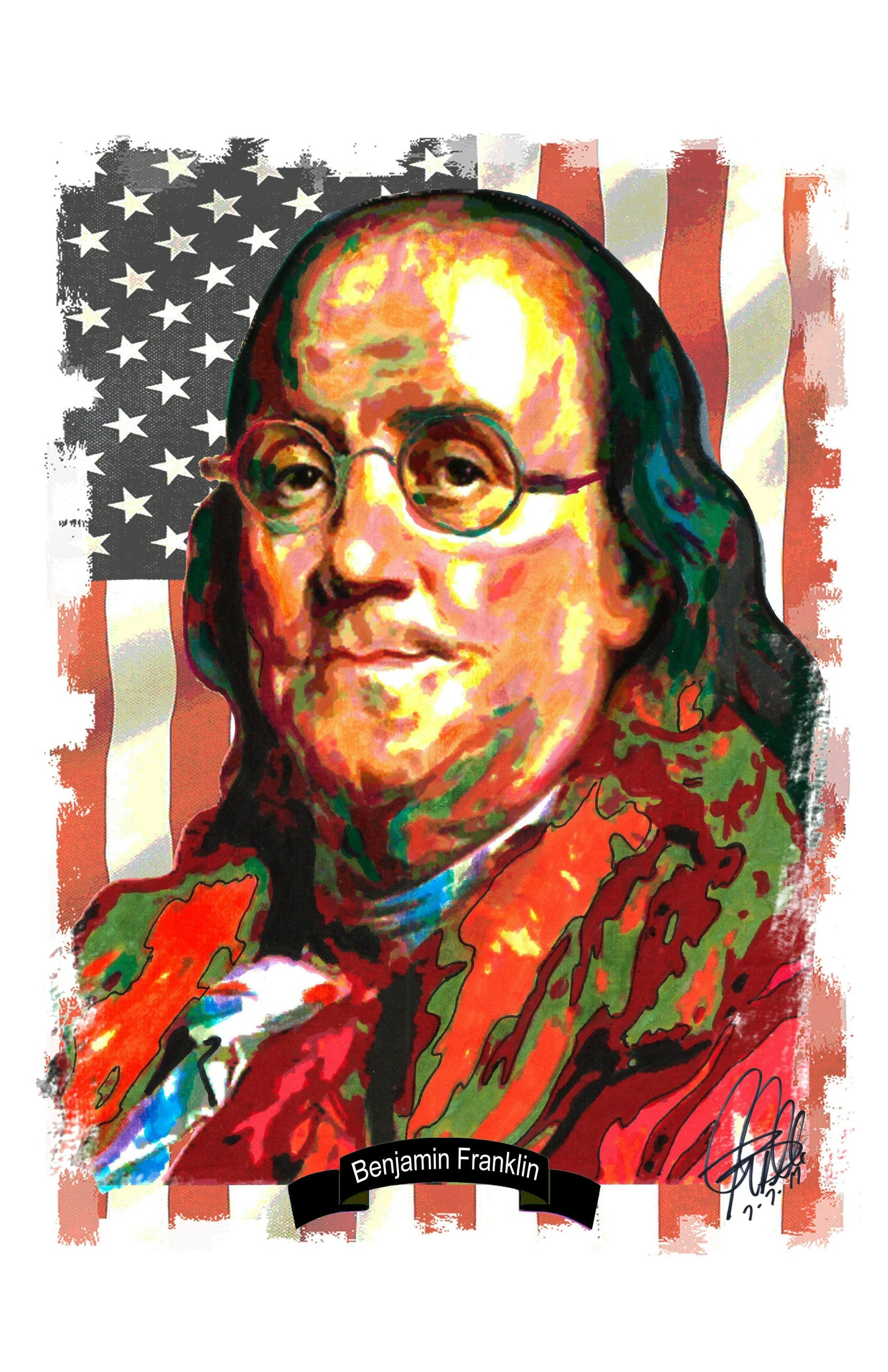 Benjamin Franklin Founding Fathers United States Poster Print Wall Art 11x17