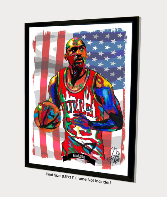 Michael Jordan Chicago Bulls Basketball Poster Print Wall Art 8.5x11