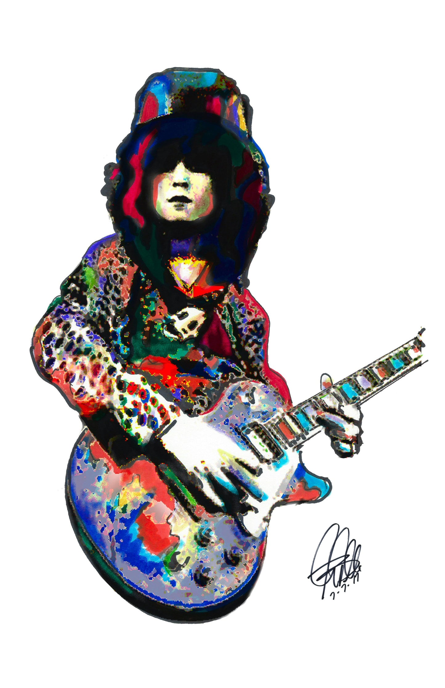 Marc Bolan T Rex Singer Guitar Rock Music Poster Print Wall Art 11x17