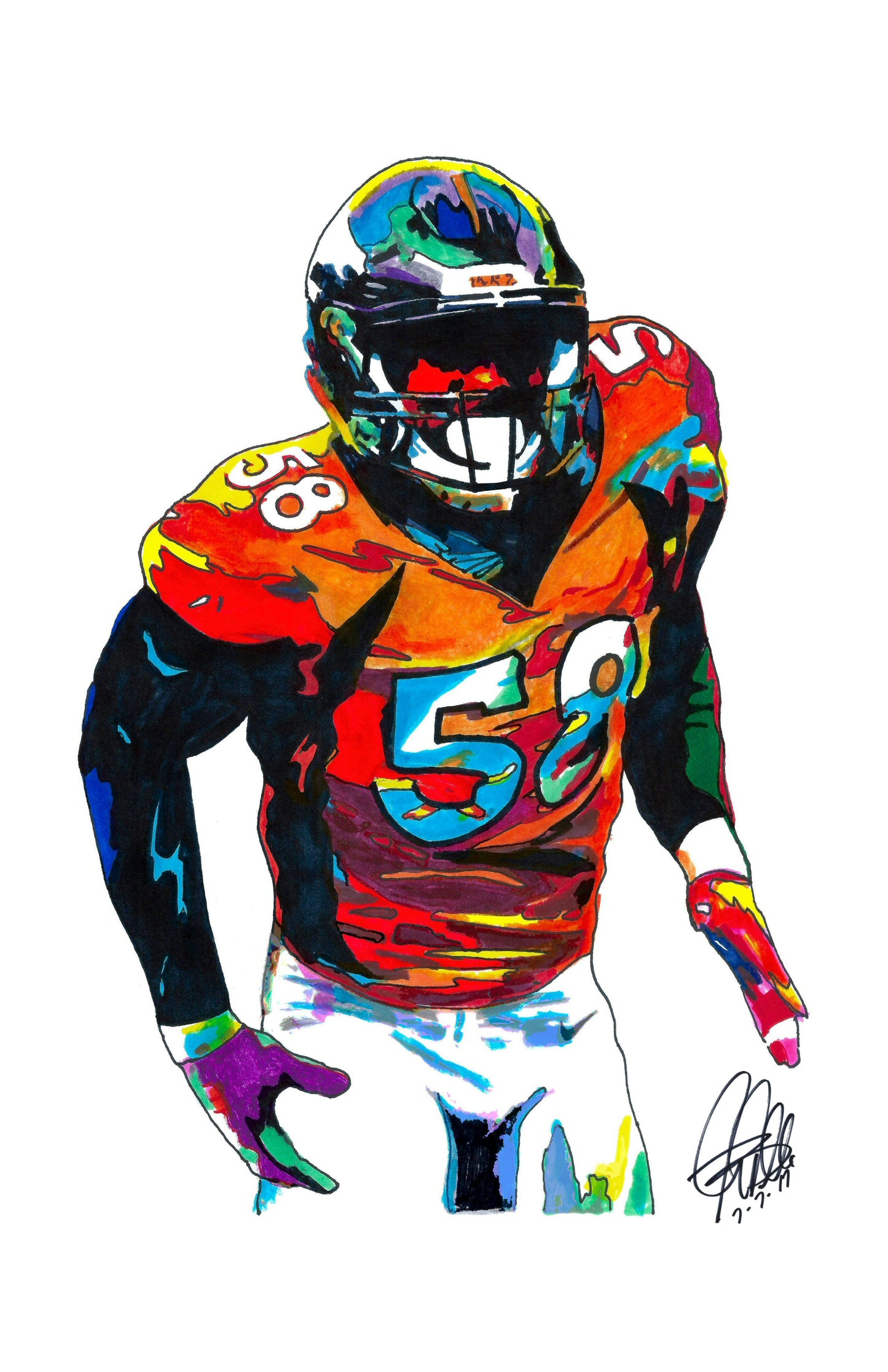 Von Miller Denver Broncos LB Football Sports Print Poster Wall Art 11x17