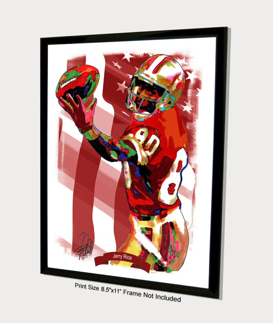 Jerry Rice San Francisco 49ers Football Poster Print Wall Art 8.5x11