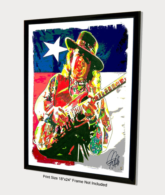 Stevie Ray Vaughan SRV Electric Guitar Texas Blues Music Poster Print 18x24