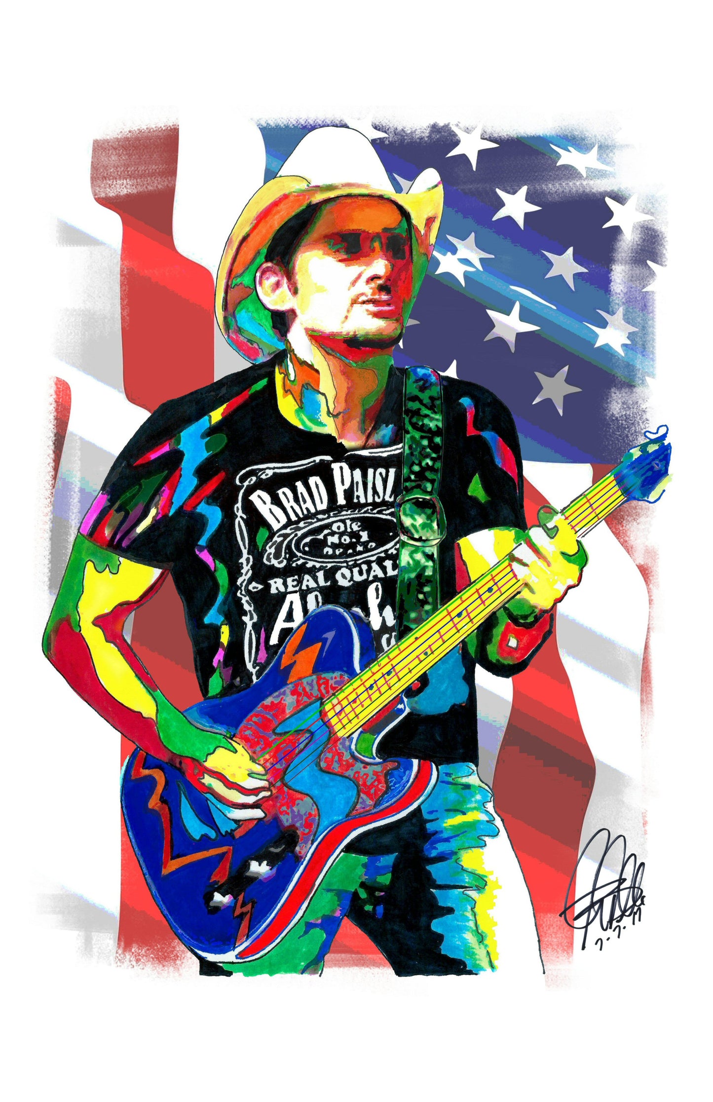 Brad Paisley Singer Guitar Country Music Poster Print Wall Art 11x17