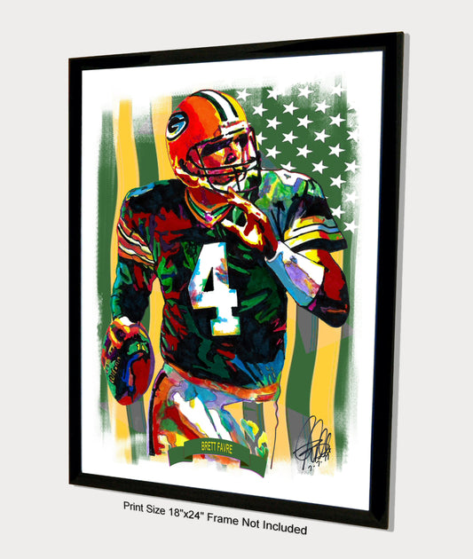 Brett Favre Green Bay Packers Football Sports Poster Print Art 18x24