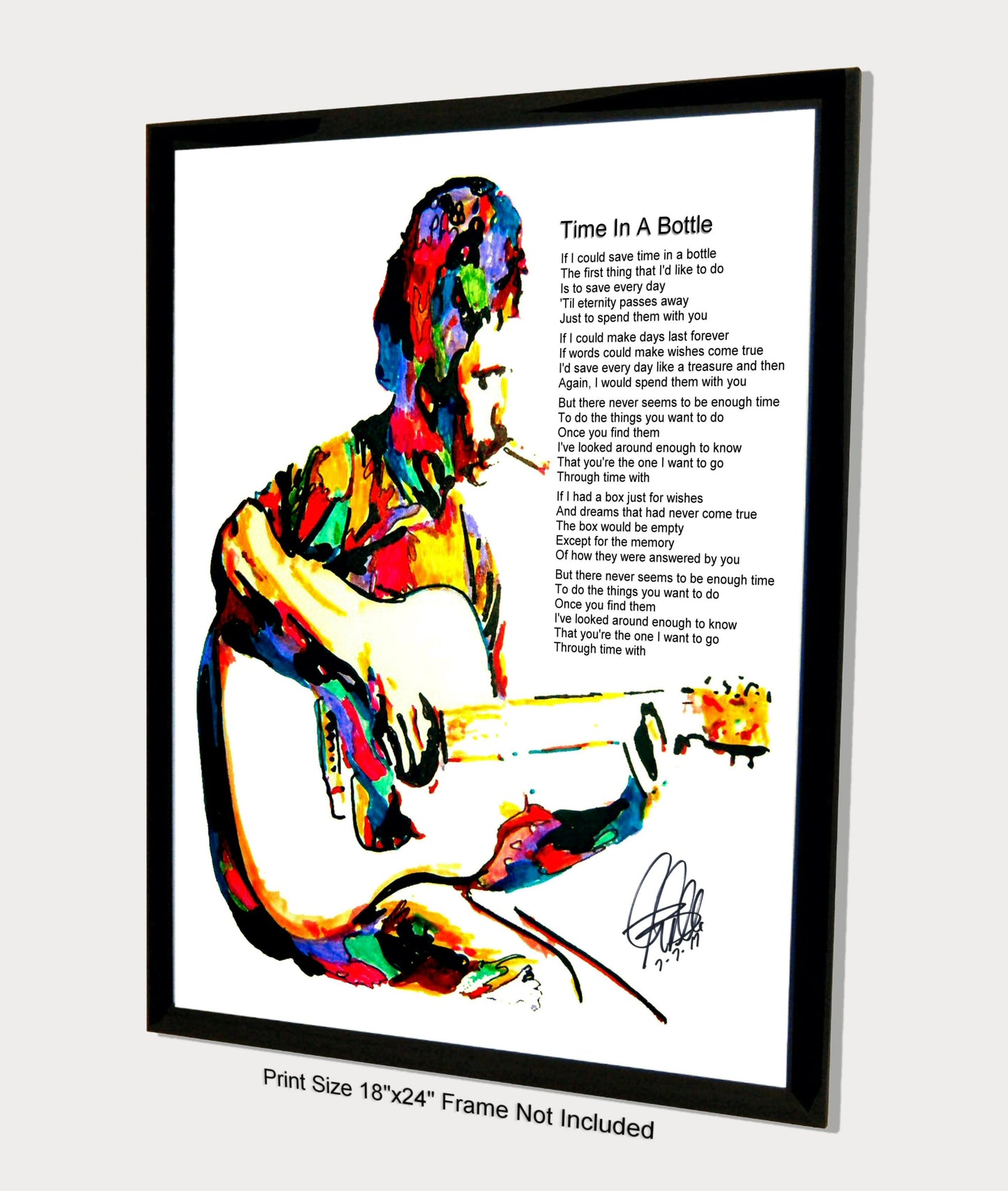 Jim Croce Guitar Folk Rock Time in a Bottle Music Poster Print Wall Art 18x24