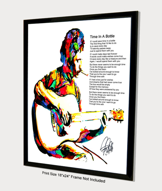 Jim Croce Guitar Folk Rock Time in a Bottle Music Poster Print Wall Art 18x24