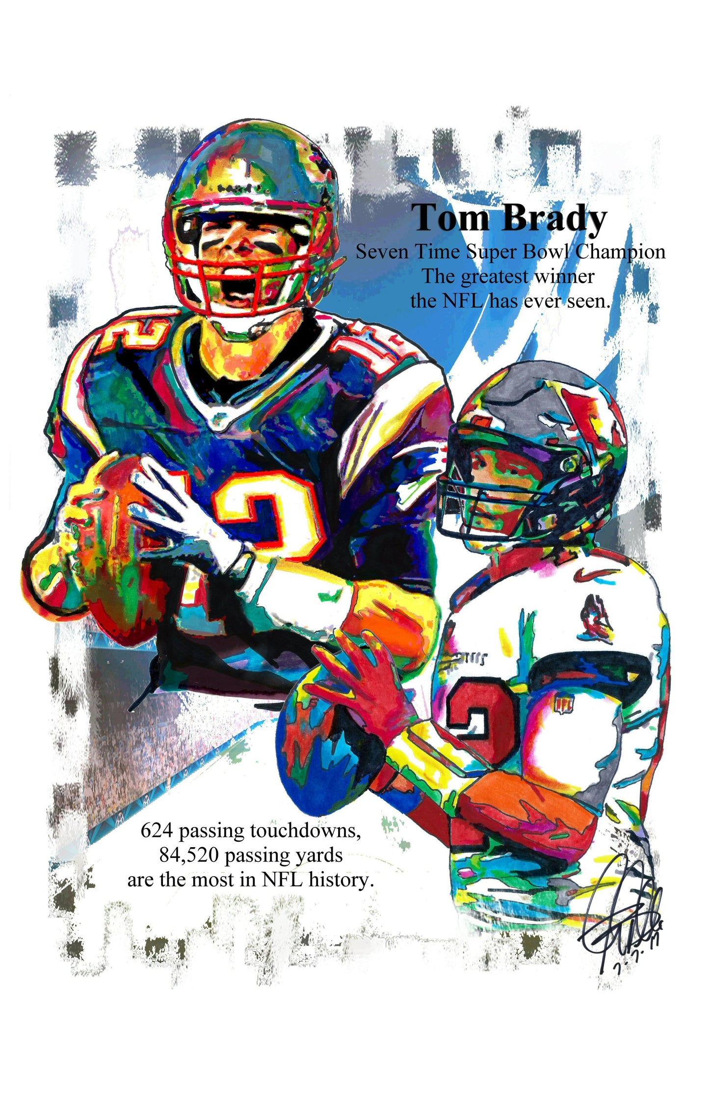 Tom Brady Buccaneers Patriots QB Football Poster Print Wall Art 11x17