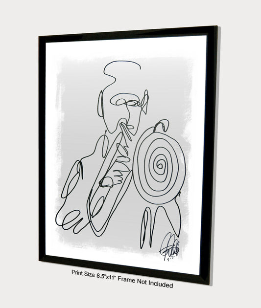 Trombone Player Music Poster Print Wall Art 8.5x11