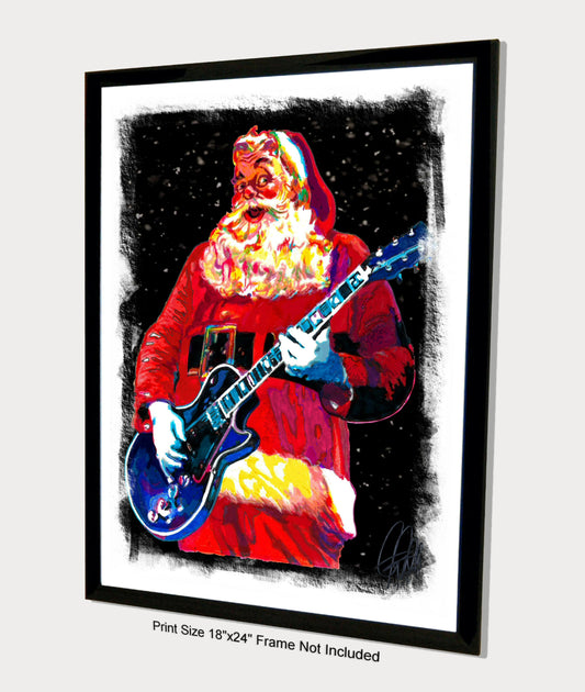 Santa Claus Guitar Poster Print Wall Art 18x24