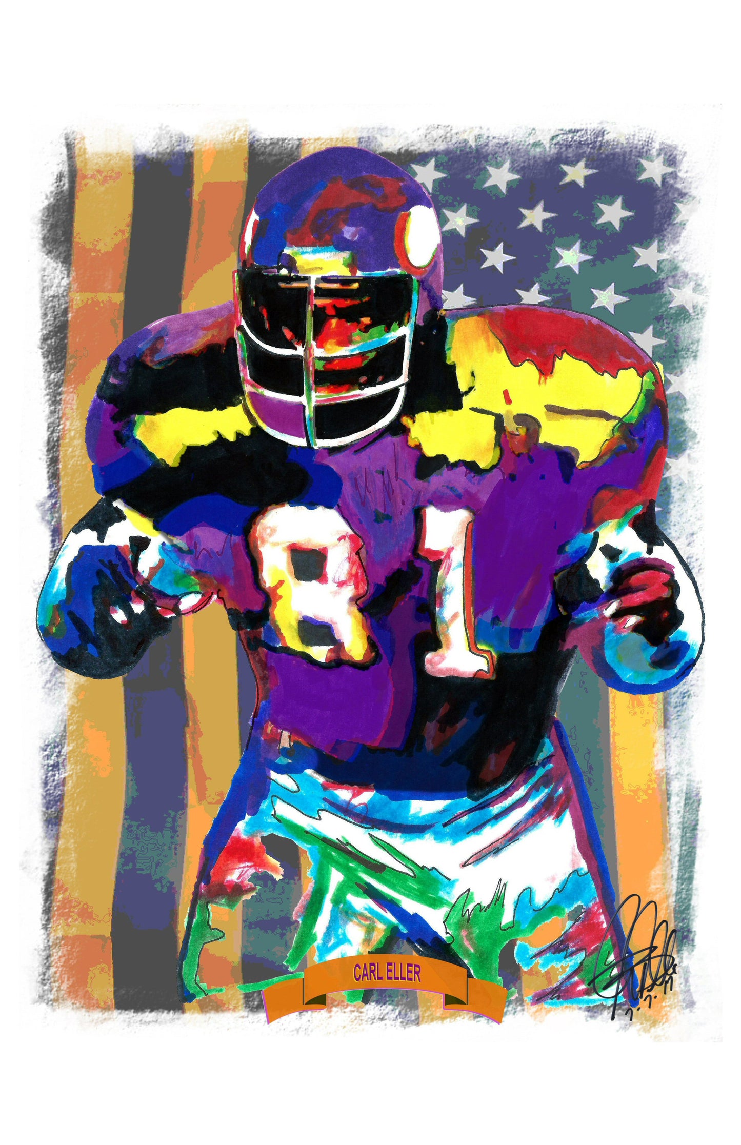 Carl Eller Minnesota Vikings Football Print Poster Wall Art 11x17