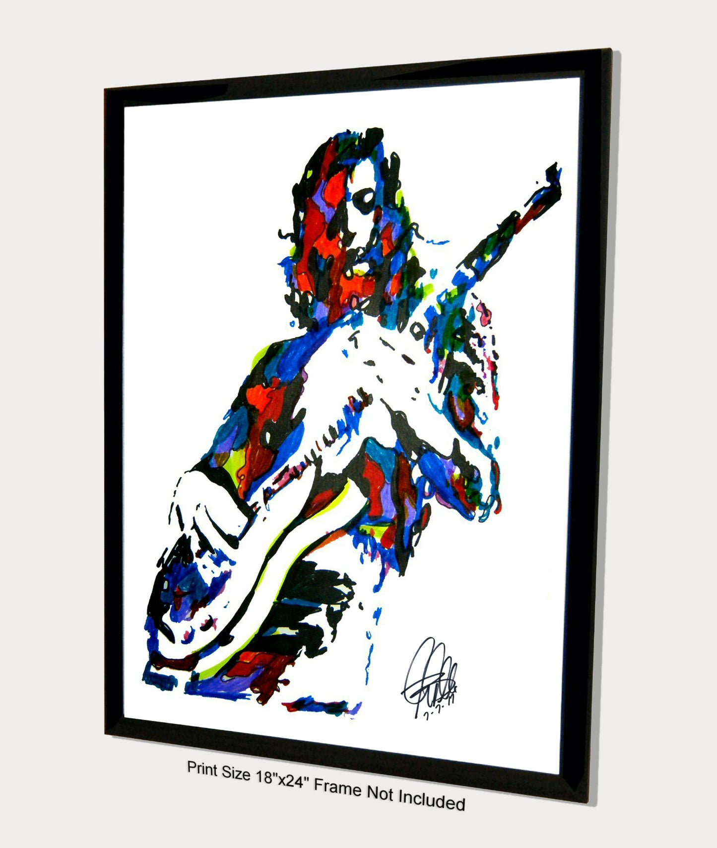 Jimmy Page Led Zeppelin Danelectro Guitar Music Poster Print Wall Art 18x24