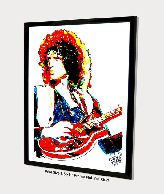 Brian May Queen Guitar Hard Rock Music Poster Print Wall Art 8.5x11