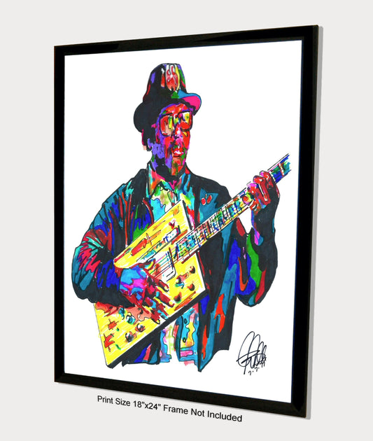 Bo Diddley Guitar Chicago Blues Music Poster Print Wall Art 18x24