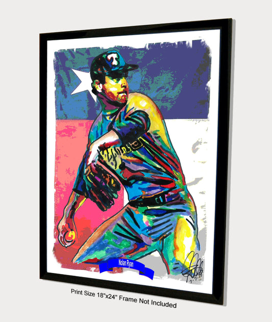 Nolan Ryan Texas Rangers Pitcher Baseball Poster Print Wall Art 18x24