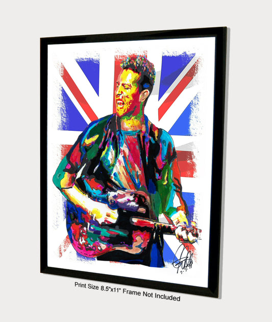 Chris Martin Coldplay Singer Guitar Indie Rock Music Poster Print Wall 8.5x11