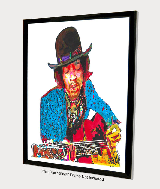 Jimi Hendrix Acoustic Guitar Rock Music Poster Print Wall Art 18x24