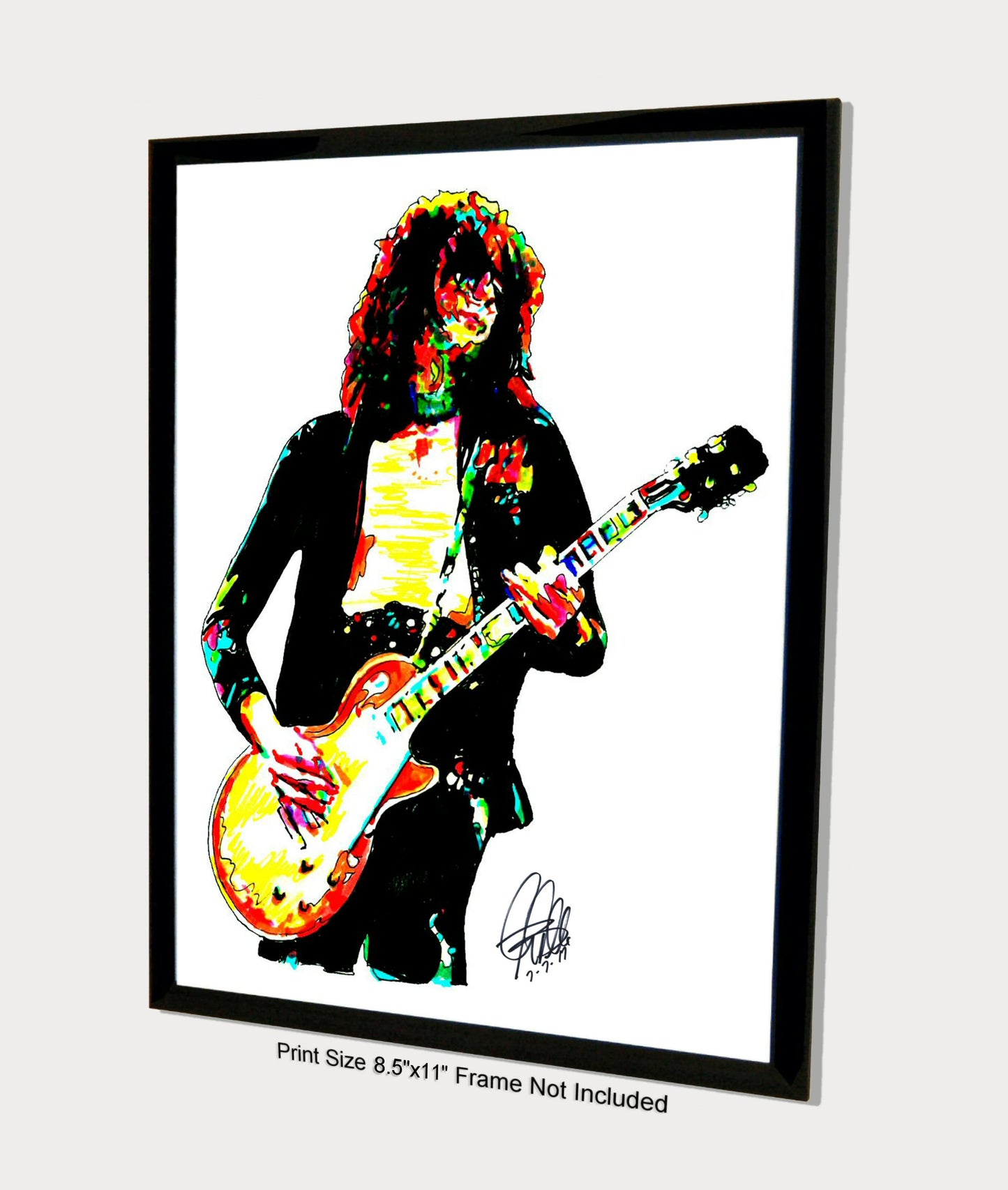 Jimmy Page Led Zeppelin Gibson Guitar Music Print Poster Wall Art 8.5x11