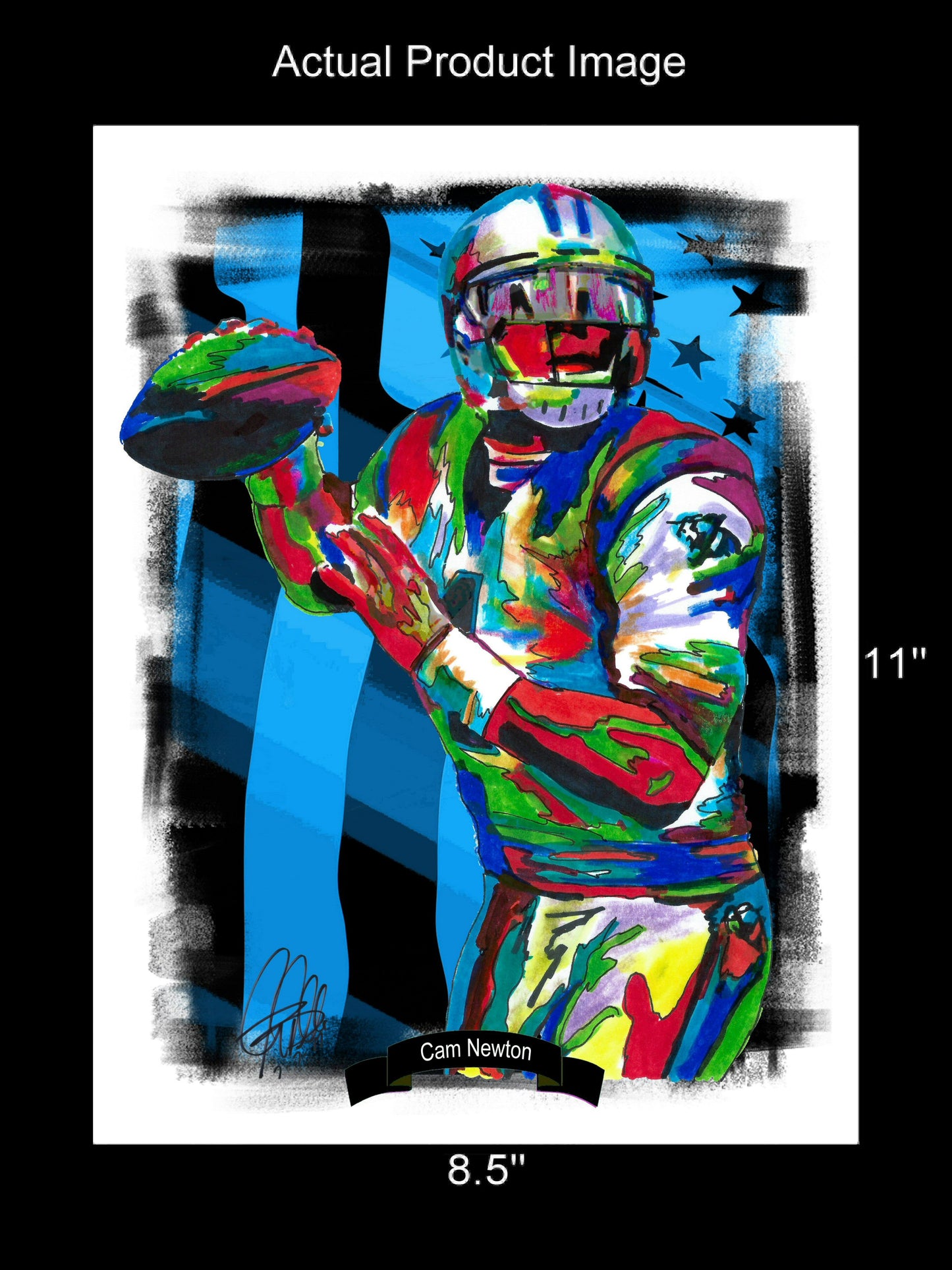 Cam Newton Carolina Panthers QB Football Poster Print Wall Art 8.5x11