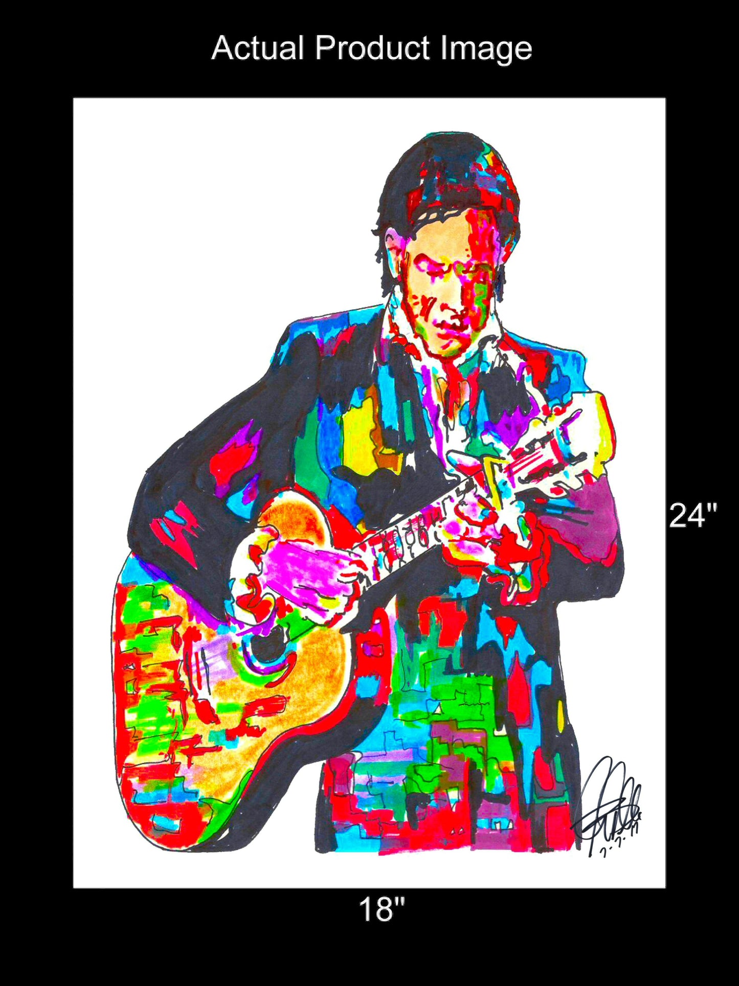 Johnny Cash Vocals Guitar Country Music Poster Print Wall Art 18x24