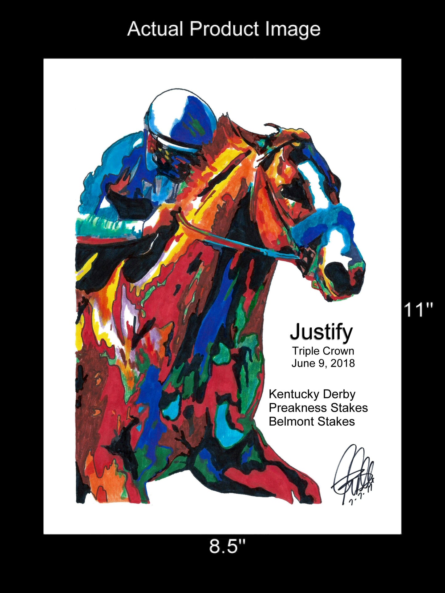 Justify Triple Crown Belmont Stakes Horse Racing Poster Print Wall Art 8.5x11