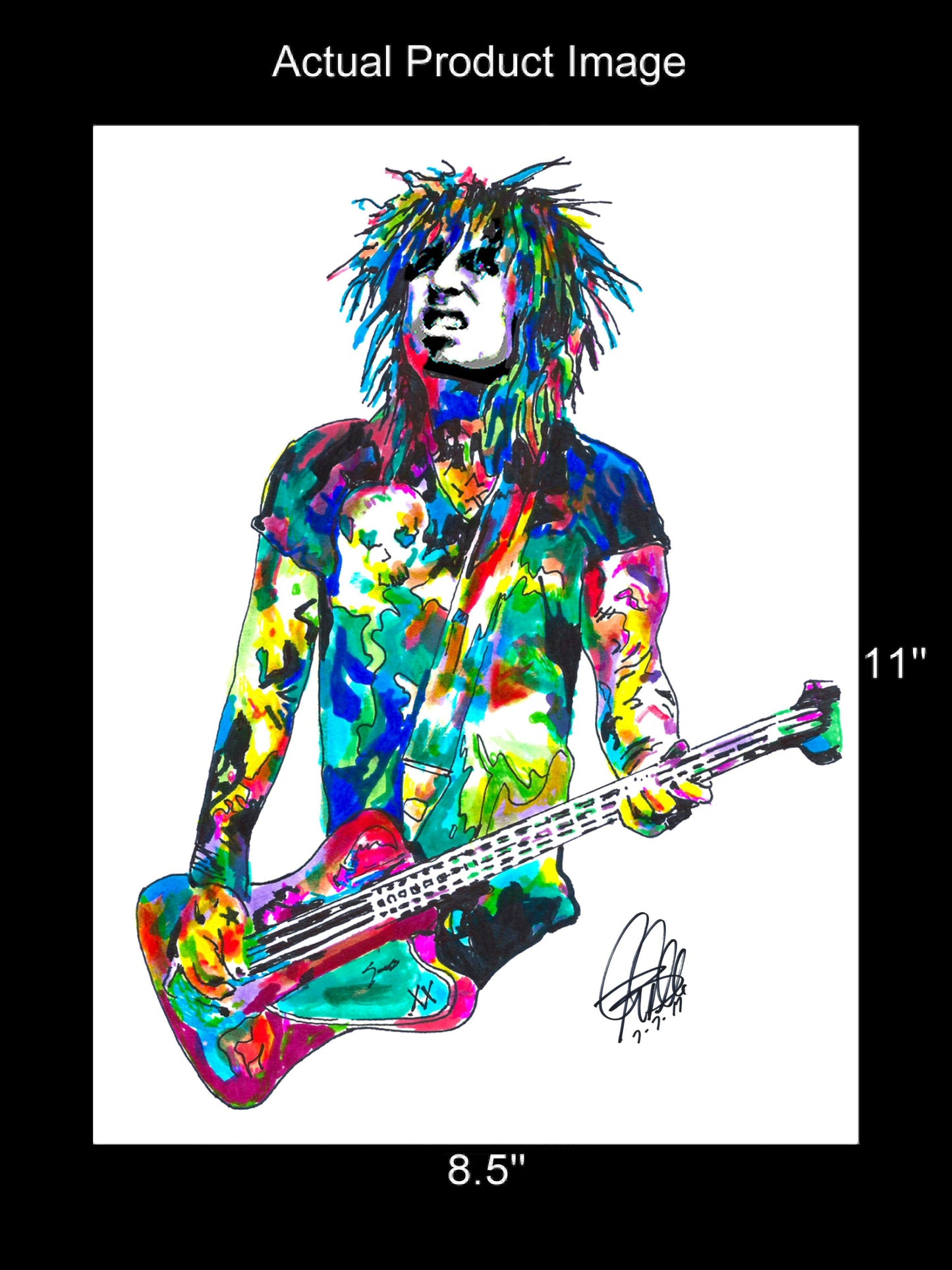 Nikki Sixx Motley Crue Guitar Glam Rock Music Print Poster Wall Art 8.5x11