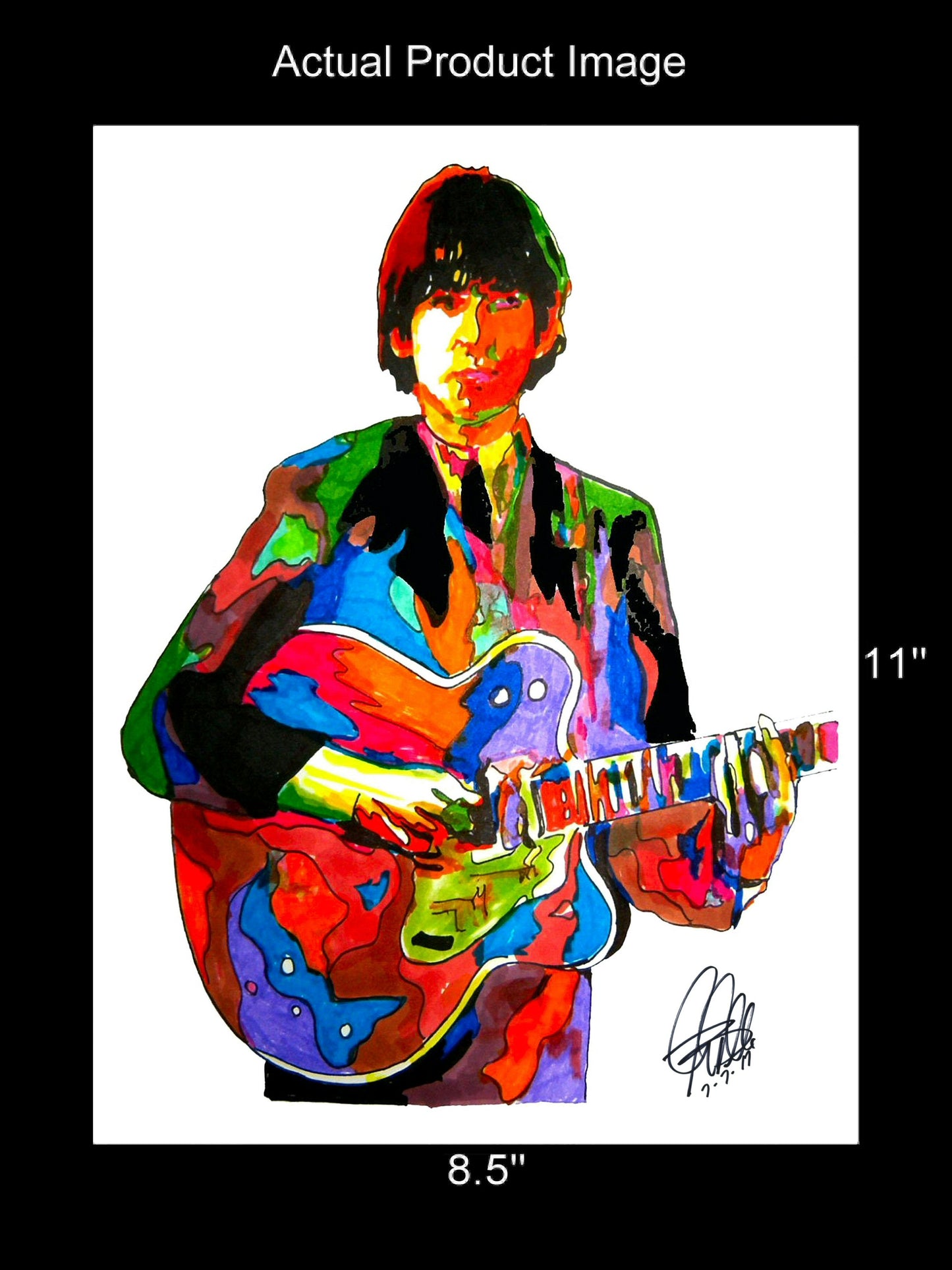 George Harrison The Beatles Guitar Rock Music Poster Print Wall Art 18x24