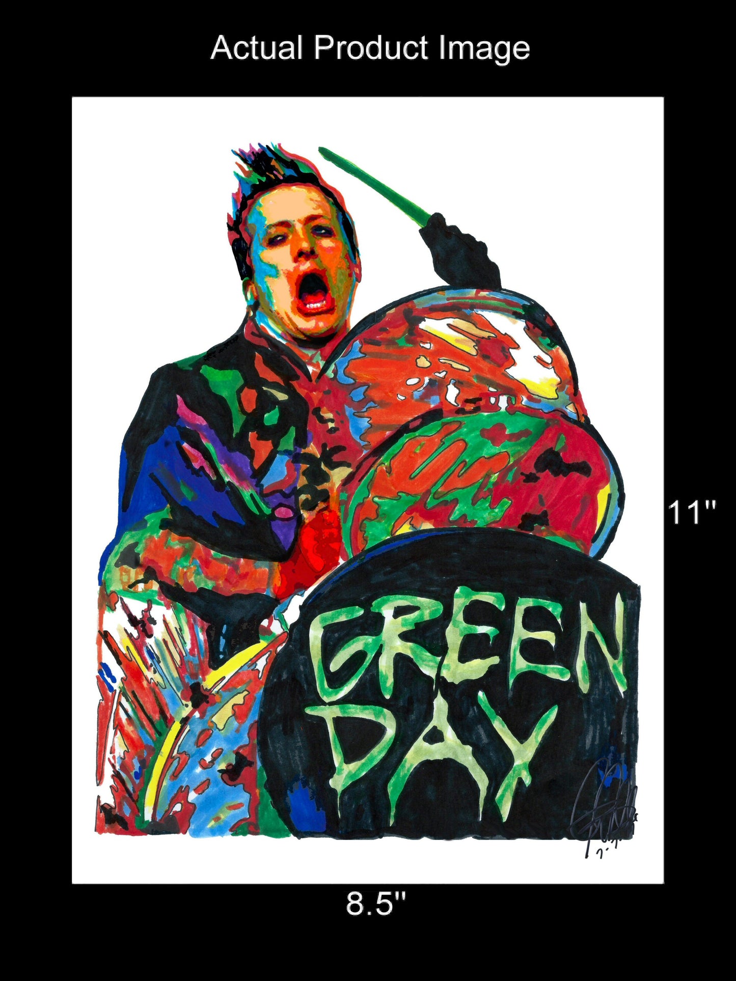 Tre Cool Green Day Drums Punk Rock Music Poster Print Wall Art 8.5x11