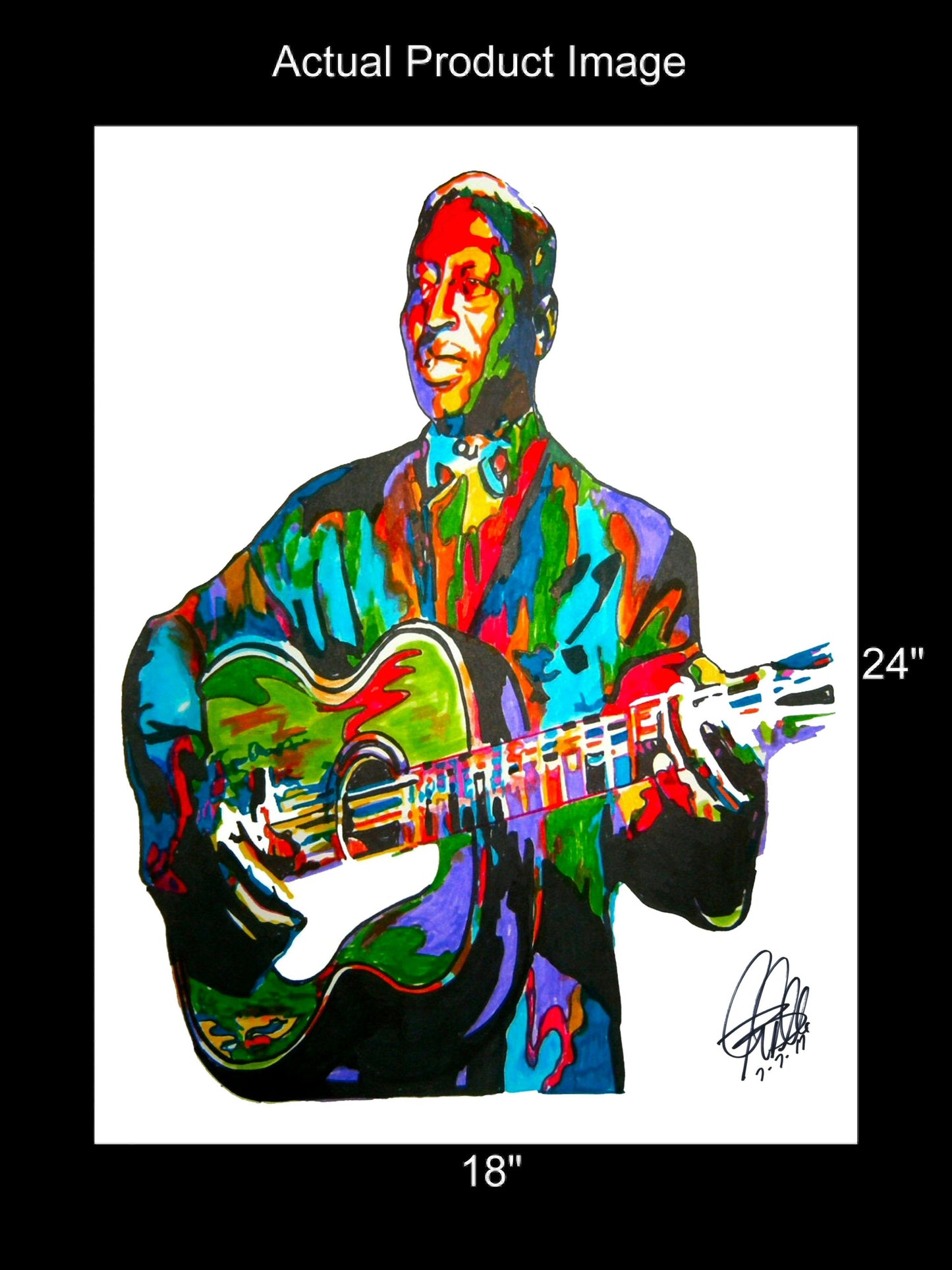 Lead Belly Guitar Singer Delta Blues Music Poster Print Wall Art 18x24