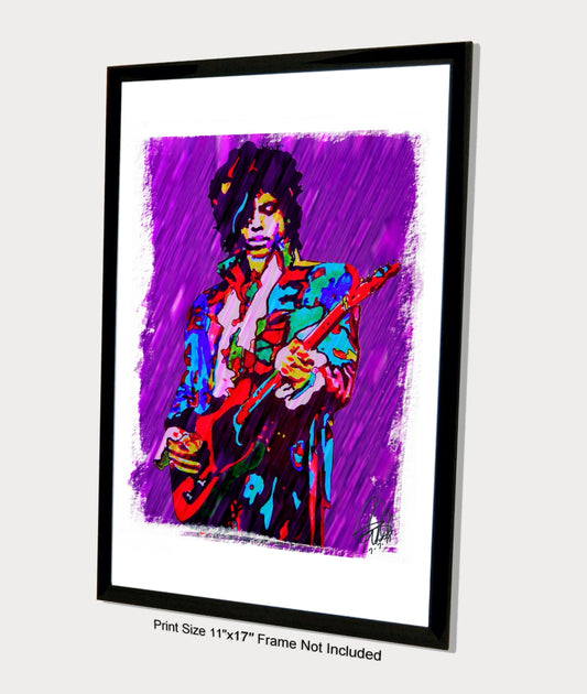 Prince Purple Rain Guitar Rock Music Poster Print Wall Art 11x17