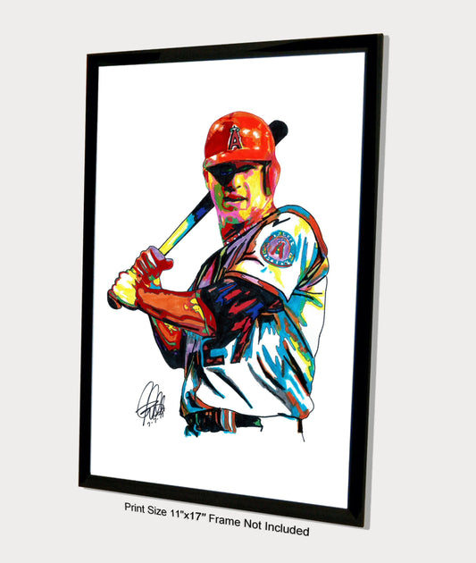 Mike Trout Los Angeles Angels Baseball Poster Print Wall Art 11x17