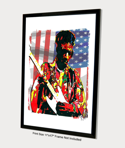 Jimi Hendrix Singer Guitar Hard Rock Music Poster Print Wall Art 11x17